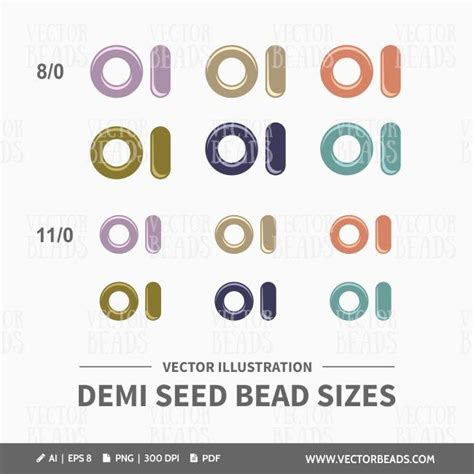 Vector Clipart Pack Of Demi Round Seed Beads Instant Download Duo