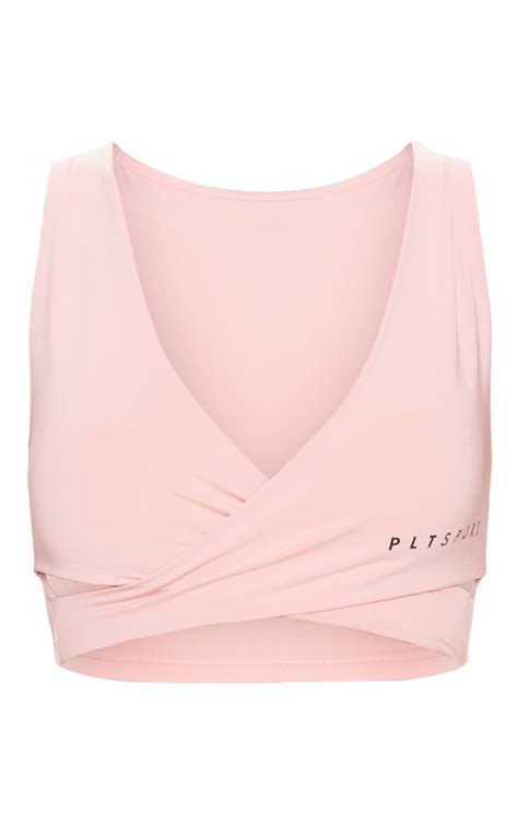 Prettylittlething Pink Wrap Front Crop Top Prettylittlething Usa
