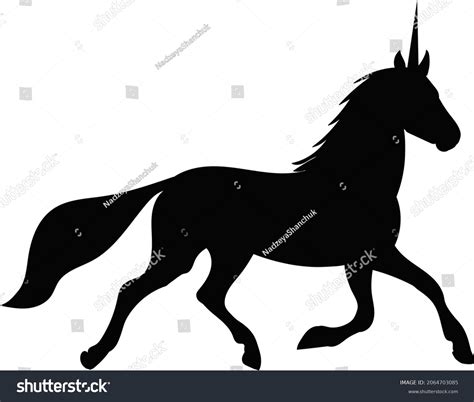 Black Silhouette Unicorn Vector On White Stock Vector Royalty Free