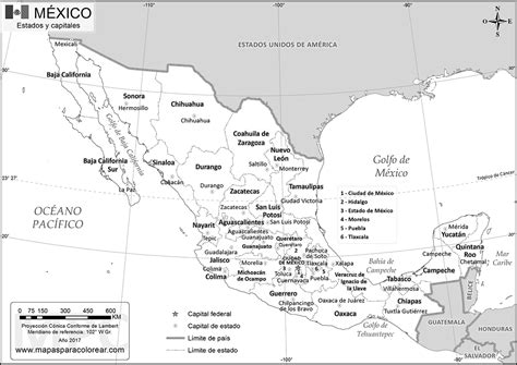 Haz click en cada mapa para verlos en detalle. Mapas de México para colorear