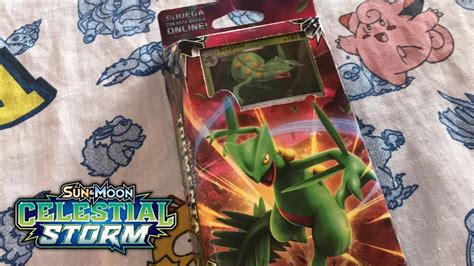 Unboxing Celestial Storm Theme Deck Sceptile Leaf Charge Mazo