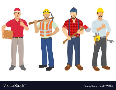 Set Of Labor Workers In Flat Style Royalty Free Vector Image