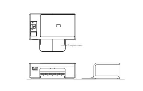 Hp Printer All 2d Views Autocad Block Free Cad Floor Plans