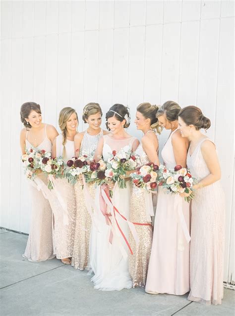 Mix And Match Bridesmaid Dresses In Blush And Gold Blush Bridesmaid
