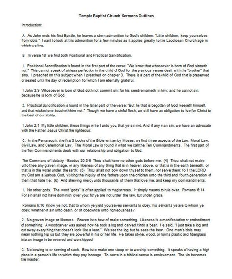 Sermon Outline Template 9 Free Sample Example Format Download