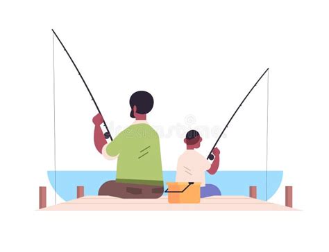 Pesca Del Padre Y Del Hijo Ilustración Del Vector Ilustración De