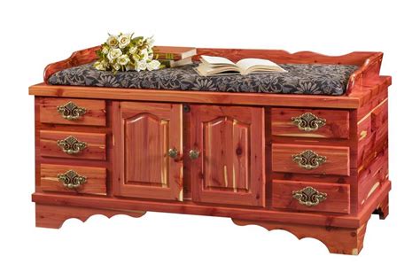 Amish Seat Rail Cedar Wood Fancy Front Deluxe Hope Chest