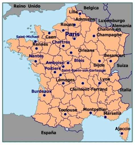 El territorio del mapa de suiza se conoce por compartir fronteras con alemania, austria, francia, italia y liechtenstein. Francia Ciudades Mas Importantes Mapa