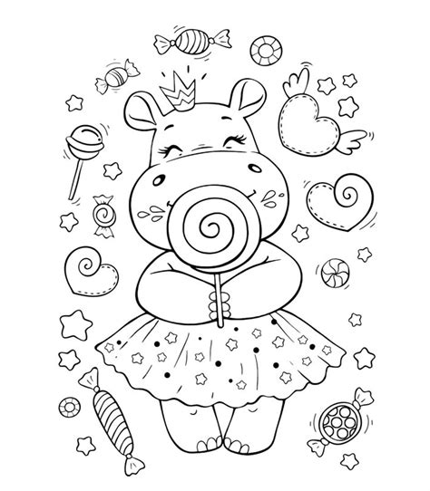 Cute Hippo Coloring Page Download Print Or Color Online For Free