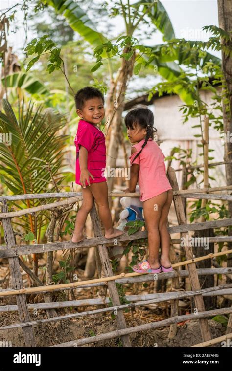 Local Children In The Street Of The Don Khon Island 4000 Islands Laos