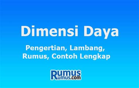 Dimensi Pangkat Pengertian Simbol Rumus Contoh Lengkap Metropro