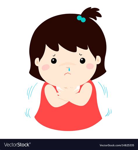 Little Girl With A Cold Shivering Cartoon Vector Image