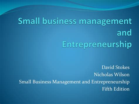 Ppt Small Business Management And Entrepreneurship Powerpoint