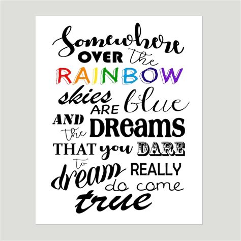 Somewhere Over The Rainbow Wall Art Young Girl Room Decor Etsy