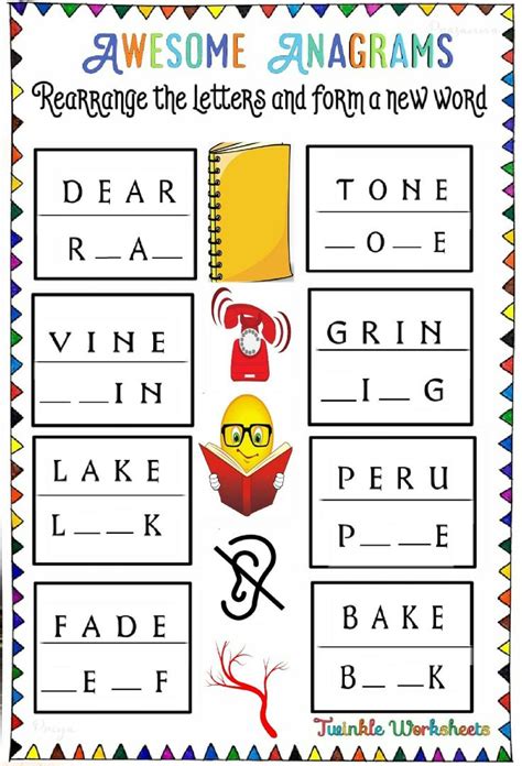 Worksheets For Kids Anagrams Simple Anagrams For Grade 4 Grade 4