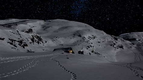 Download Wallpaper 1920x1080 Night Snow Mountains
