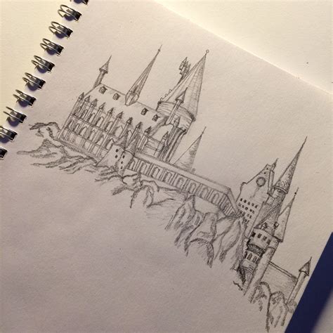 Hogwaarts Pen Drawings Hogwarts Castle Graphite Drawing By