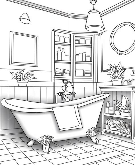 Premium Ai Image Coloring Pages For Adults Bathroom Coloring Pages For Adults Generative Ai
