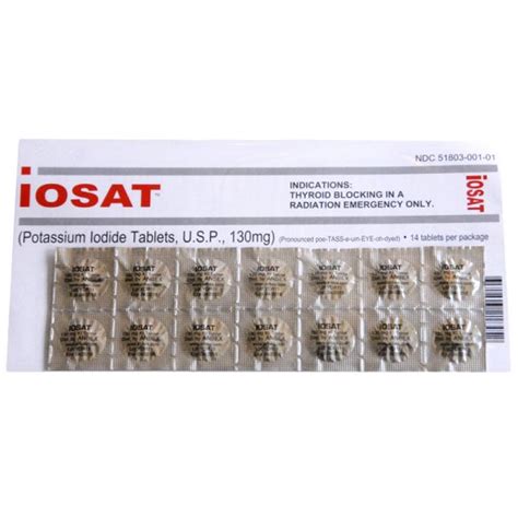 iosat potassium iodine ki tablets 130 mg chinook medical gear