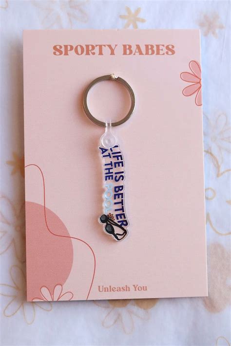 Swimming Keychain Life Is Better By The Pool Keychain Acrylic Keychain Swim Girl Keychain