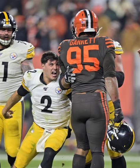 myles garrett fined for roughness on mason rudolph on that fateful play 1 of 4 browns hits that