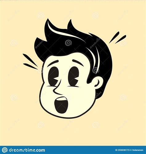 Shocked Face Vintage Character Cartoon Stock Vector Illustration Of Mascot Mood