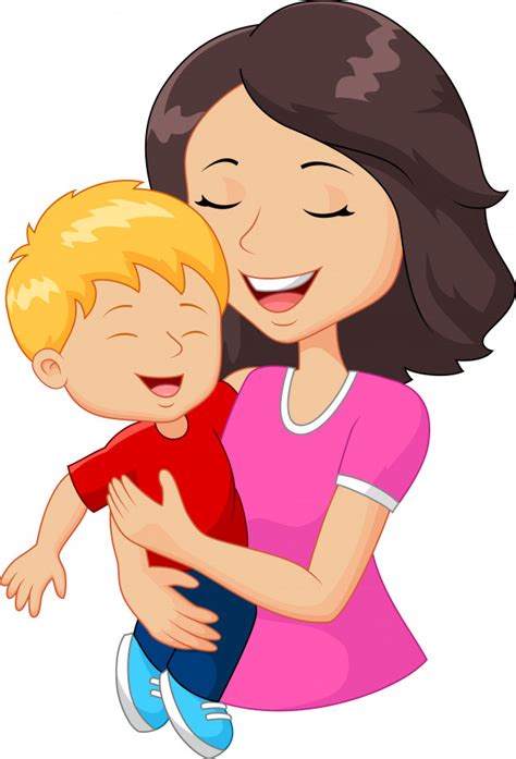 Concepto de cuidado dentle, ilustración aislada sobre fondo azul. Dibujos animados feliz familia madre con hijo | Vector Premium