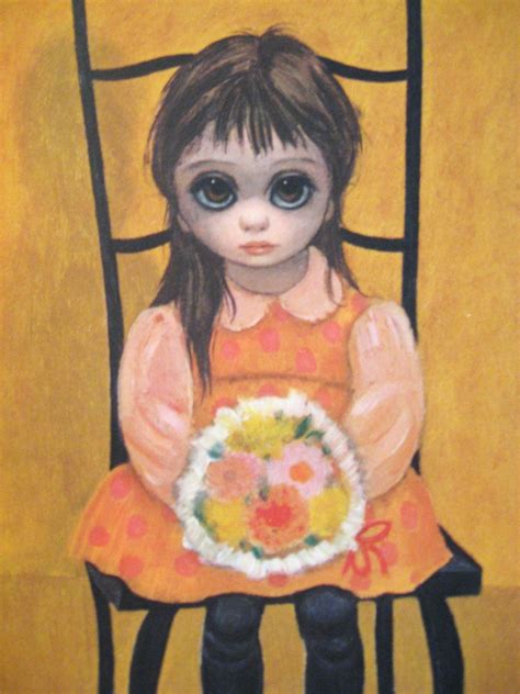 60s Vintage Keane Big Eyed Girl Art Print Titled Waiting For Grandmother Big Eyes Margaret Keane