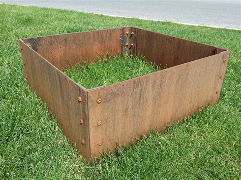 Small Corten Steel Planter Box With Rusty Patina Corten Steel