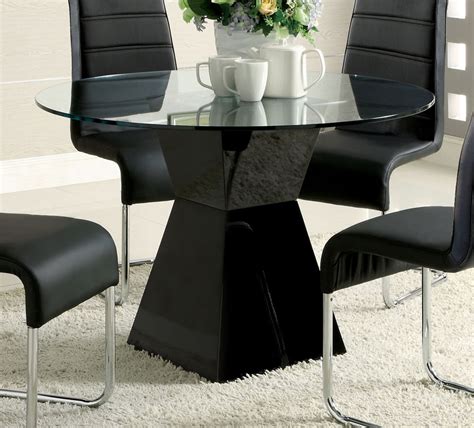 Mauna Black Woodglass Round Dining Table By Furniture Of America