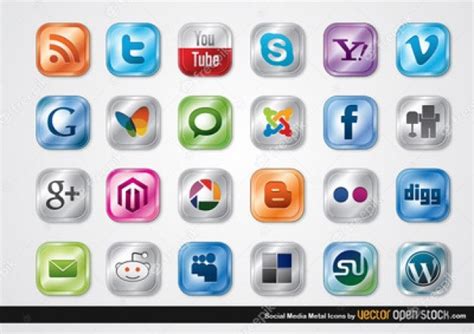 Free Vector Glossy Social Media Icons Collection