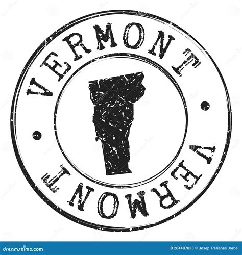 Vermont Map Silhouette Postal Passport Stamp Round Vector Icon Seal
