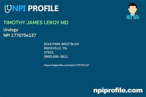 TIMOTHY JAMES LEROY MD NPI Urology In Knoxville TN