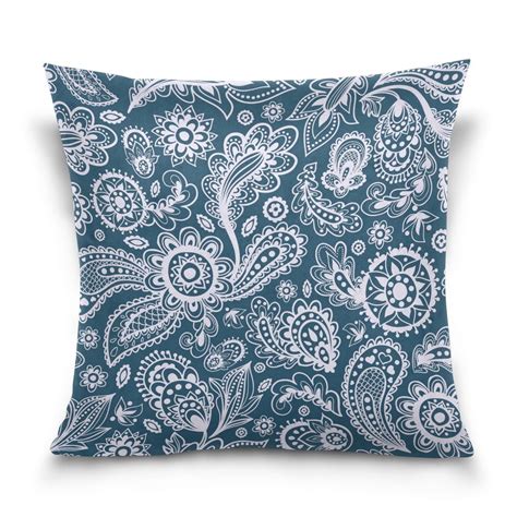 Popcreation Blue Paisley Throw Pillow Case Vintage Cushion Cover 20x20
