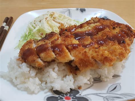 Homemade Chicken Katsu With Tonkatsu Sauce And Sticky Rice Rfood
