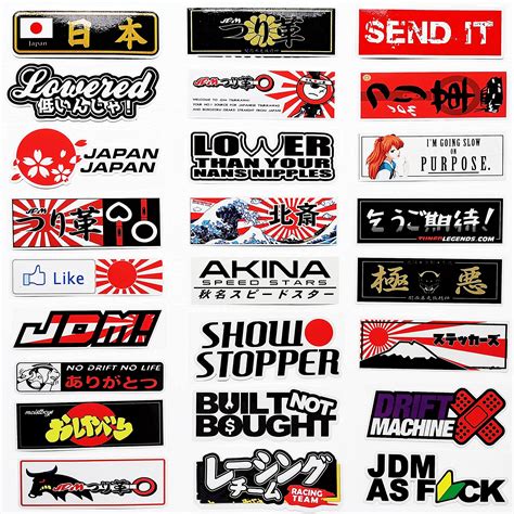 Buy 38pcs Cool Jdm Decal Tuner Stickers Drift Japanese Car Rising Sun