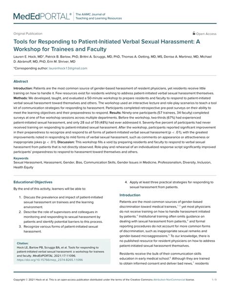 pdf tools for responding to patient initiated verbal sexual harassment a workshop for