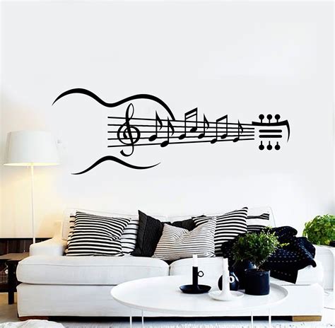 Vinyl Wall Decal Guitar Musical Instrument Music Notes Stickers Ig4353