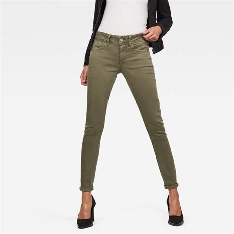 Lynn Mid Waist Skinny Colored Jeans Green G Star Raw