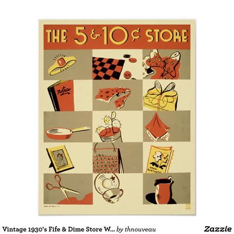 Vintage 1930's Five & Dime Store WPA Poster | Zazzle.com | Wpa posters ...