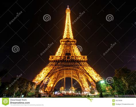 Visitors can walk up to the first floor of the eiffel. The Eiffel Tower At Night In Paris Editorial Stock Photo ...