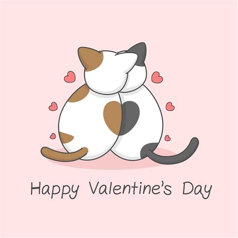 Premium Vector Cute Cat Couple From The Back Valentines Day