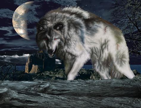 Wolf at Night Photograph by Edelberto Cabrera