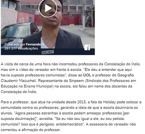 Prof Mazucheli Educadores Em Luta Psol Acusa Holiday De Intimidar