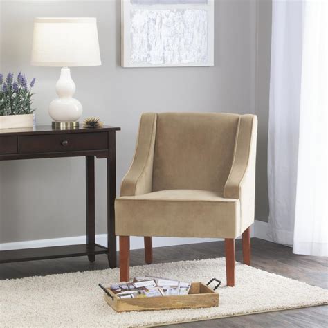 Homepop Swoop Arm Velvet Accent Chair Natural K6499 B117 The Home Depot