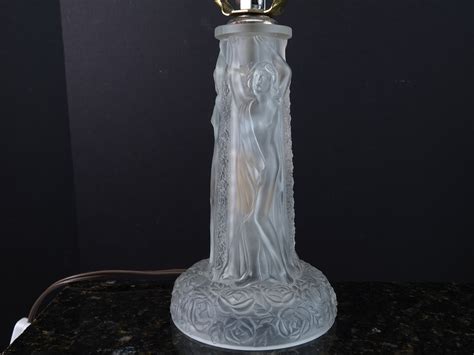 Vintage Art Deco Frosted Nudes Glass Lamp Etsy
