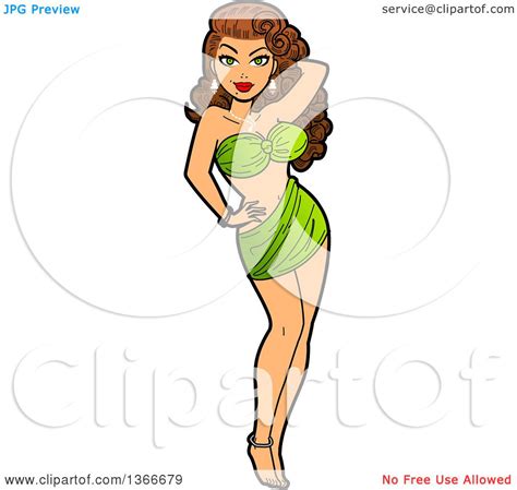 Clipart Of A Cartoon Sexy Glamorous Brunette Caucasian Movie Star Pinup Woman Royalty Free