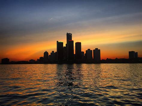 A Majestic View Of The Detroit Skyline Taken At Sunset From One Of Our