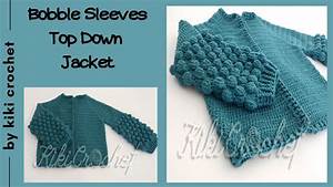 Crochet Top Down Cardigan With Bobble Sleeves Chart For Sizes S 2xl