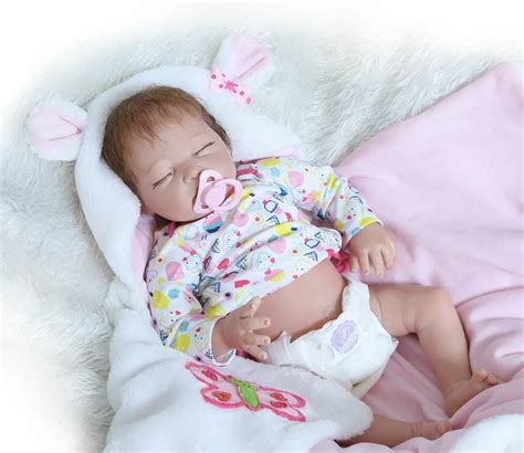 New 55cm Sleeping Reborn Baby Girl Doll 22inch Soft Alive Half Body